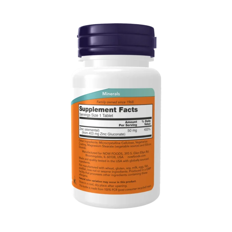 Zinc 50 mg now foods verso